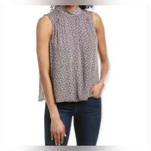 Anthropologie Cloth & Stone Women Small Keyhole Tank Top Blouse Gray Floral NWT
